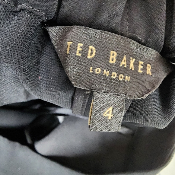 Ted Baker Madlyne Trousers Slim  Fit Crop Track Stripe Embroidered Black Size 4 - Picture 3 of 14